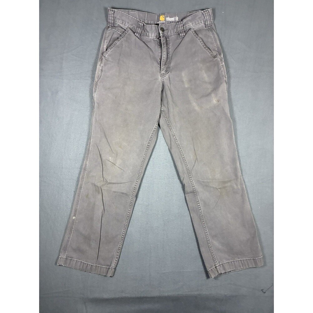 Carhartt Mens Relaxed Fit Gray Canvas Work Pants 32x30 Utility Faded